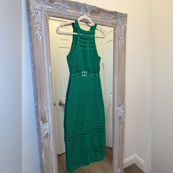 Lulus Green Crochet Midi Dress Small - Picture 1 of 8
